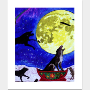 The animals on moonlight for moon lovers and space lovers Posters and Art